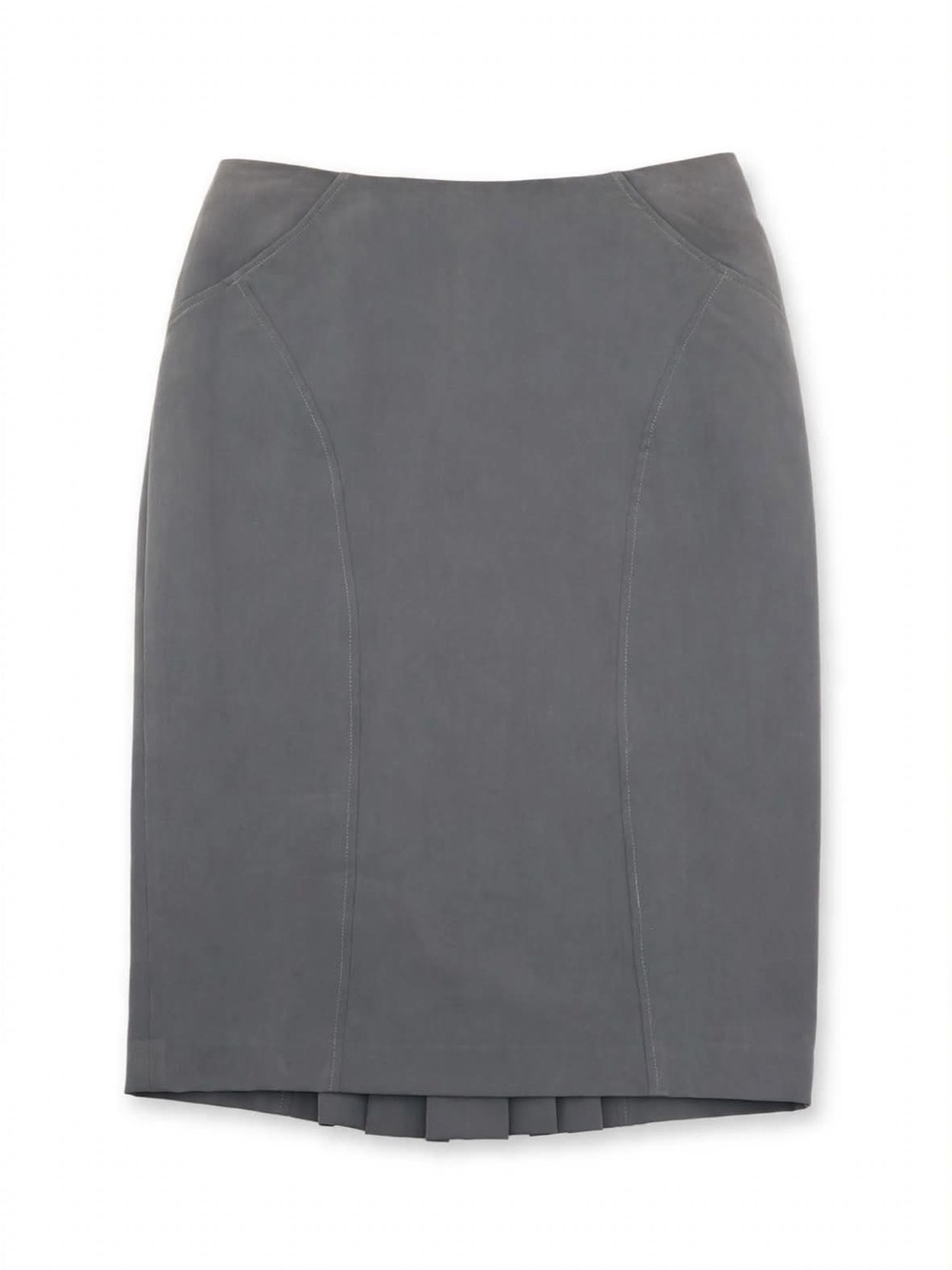 Mario Serrani Gray Pencil Skirt Pleated Kick Pleat Workwear NWT $130 - READ FADE
